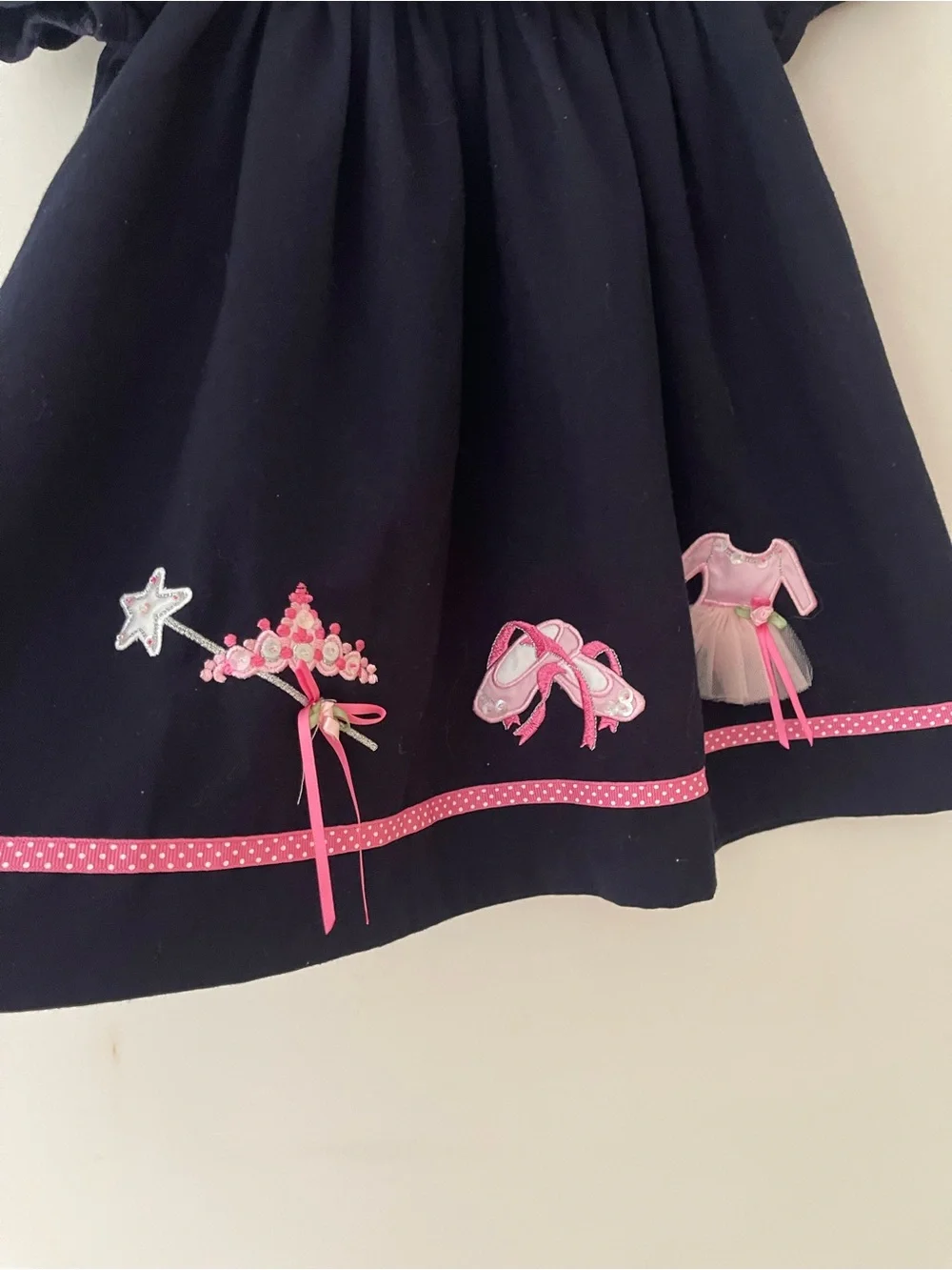 RARE EDITIONS EUC Ballerina Ballet Theme Appliqué Dress